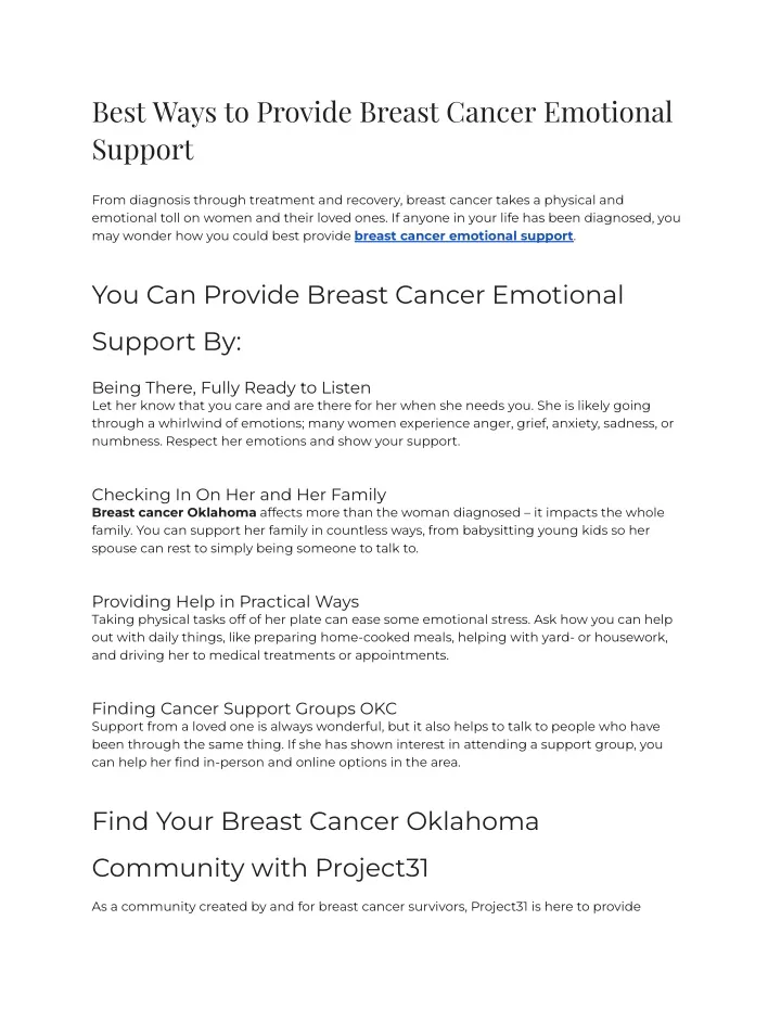 best ways to provide breast cancer emotional