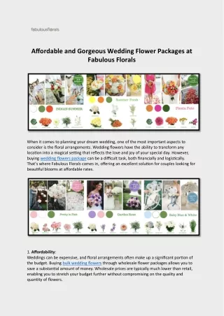 Affordable and Gorgeous Wedding Flower Packages at Fabulous Florals