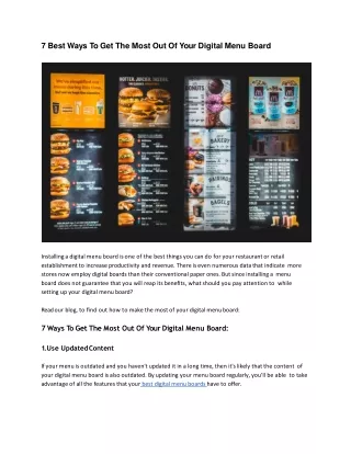 Digital Menu Boards for Restaurants