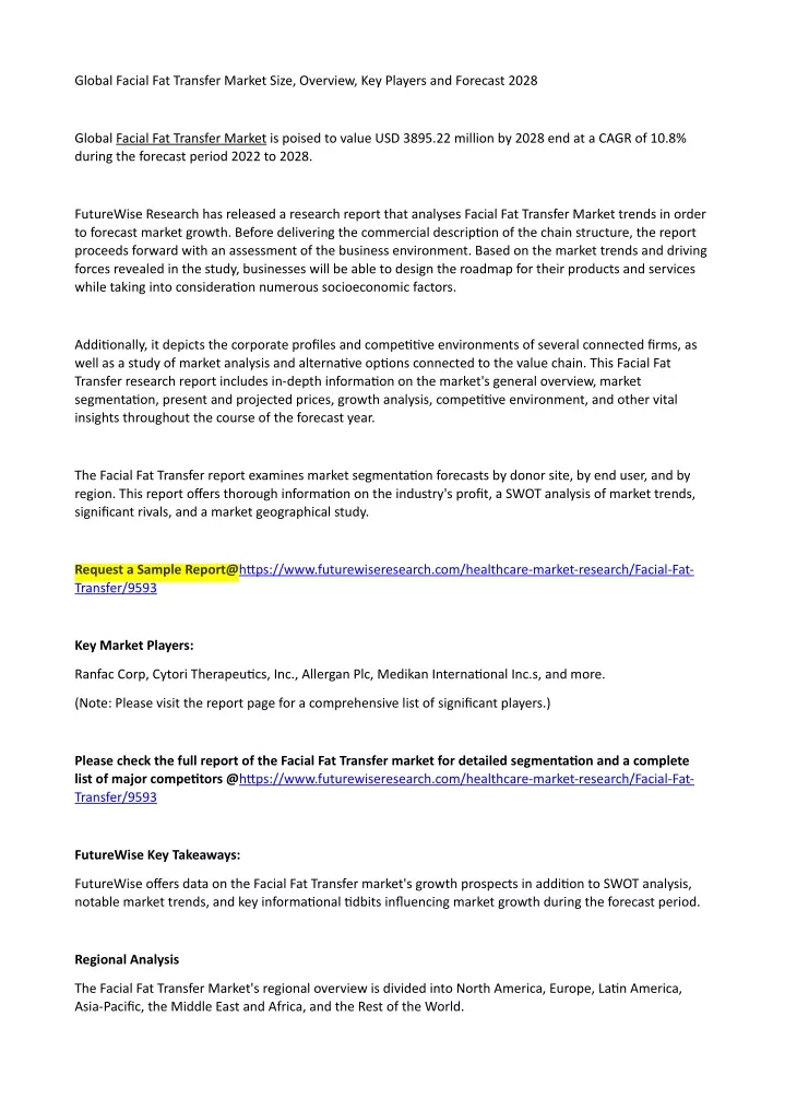 global facial fat transfer market size overview