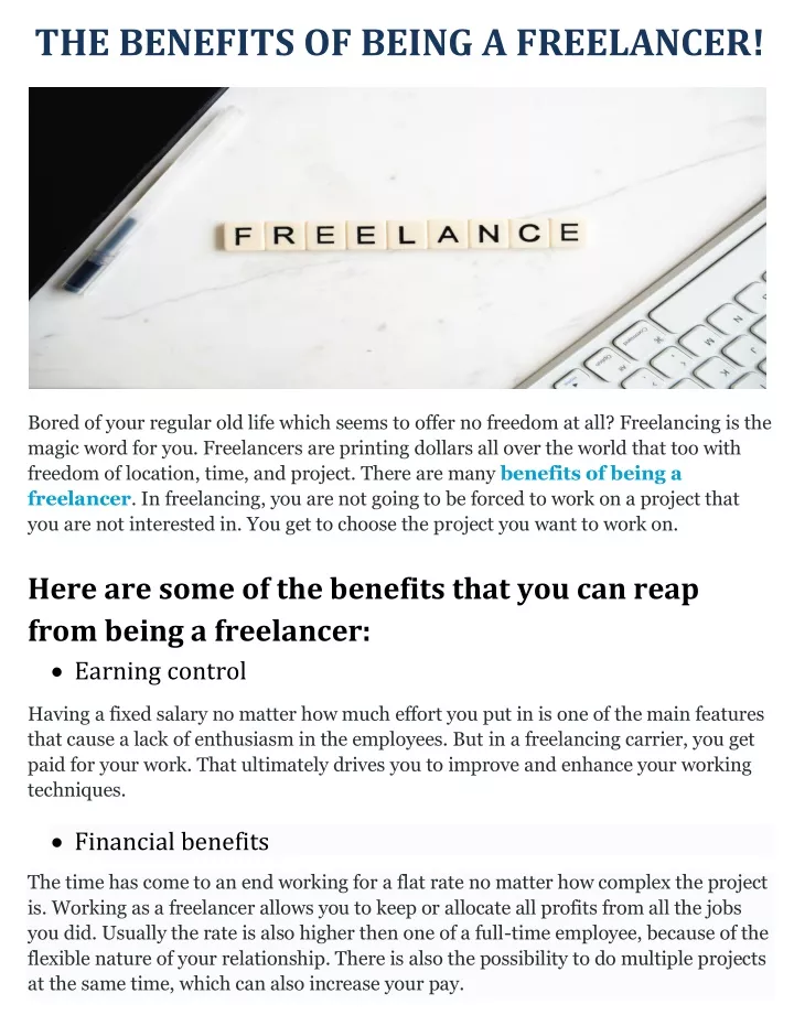 the benefits of being a freelancer