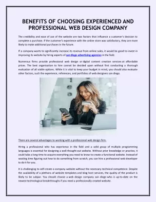 BENEFITS OF CHOOSING EXPERIENCED AND PROFESSIONAL WEB DESIGN COMPANY
