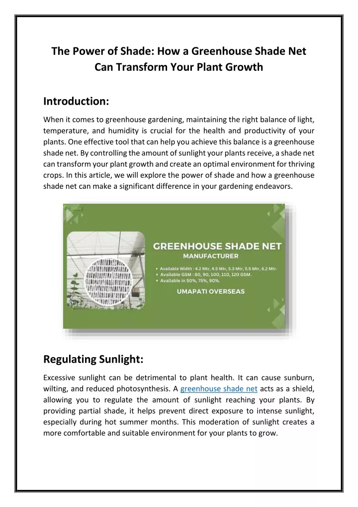the power of shade how a greenhouse shade
