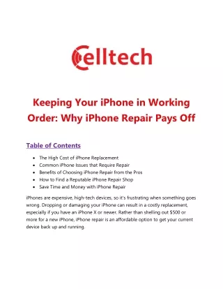 Keeping Your iPhone in Working  Order: Why iPhone Repair Pays Off