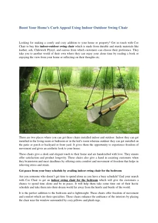 Boost Your Home’s Curb Appeal Using Indoor Outdoor Swing Chair