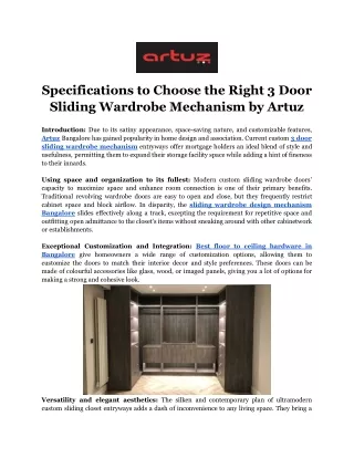 Specifications To Choose The Right 3 Door Sliding Wardrobe Mechanism by Artuz