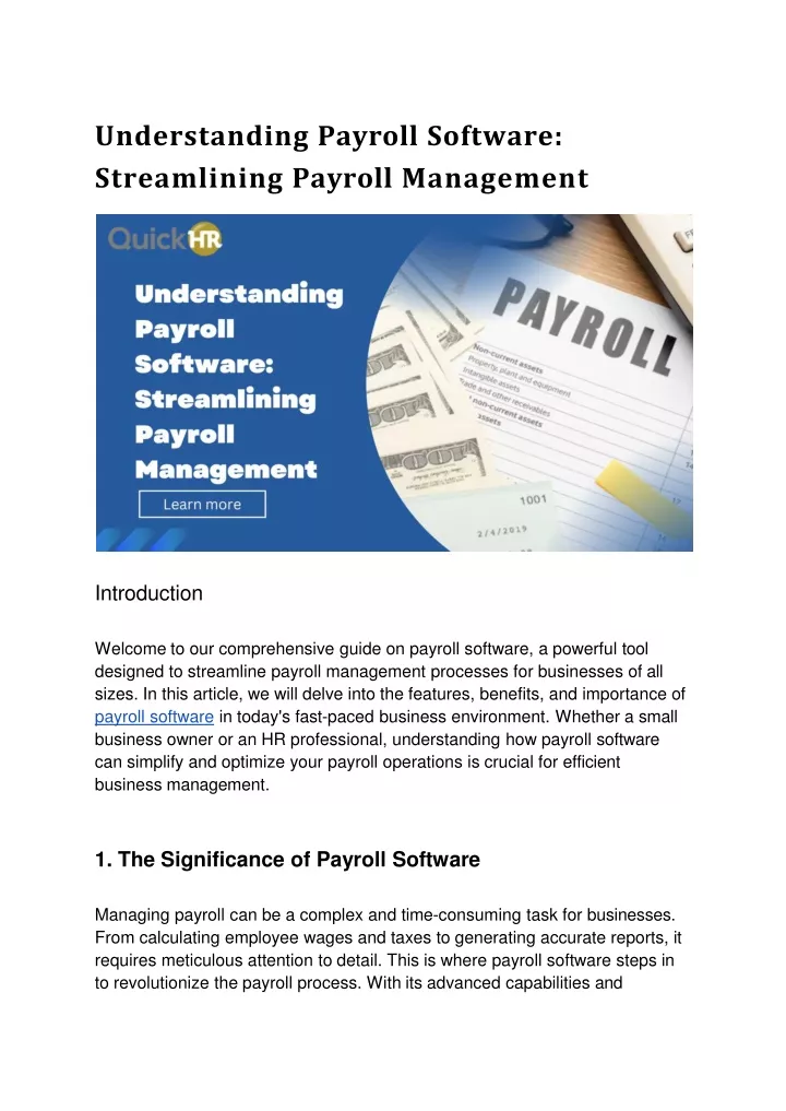 understanding payroll software streamlining