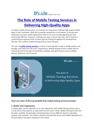 the role of mobile testing services in delivering