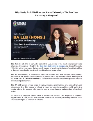 Why Study BA LLB (Hons.) at Starex University - The Best Law University in Gurgaon_