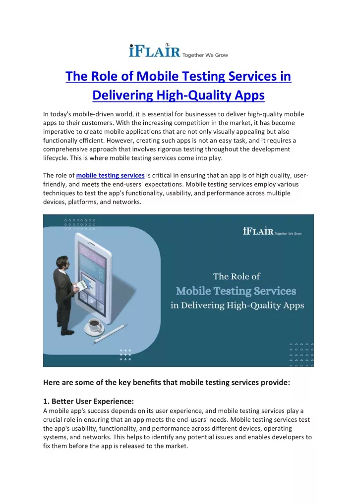 the role of mobile testing services in delivering