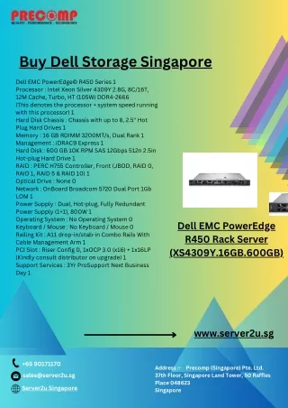 Buy Dell EMC PowerEdge R450 Rack Server Storage Singapore