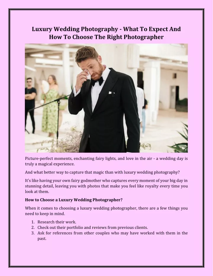 luxury wedding photography what to expect