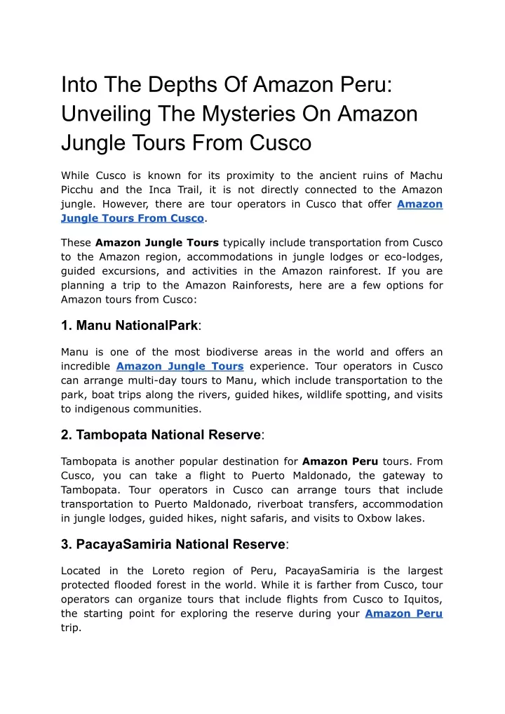 into the depths of amazon peru unveiling