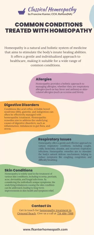 common conditions treated with homeopathy