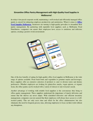Streamline Office Pantry Management with High-Quality Food Supplies in Melbourne!