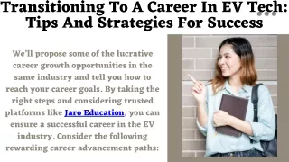 transitioning to a career in ev tech tips
