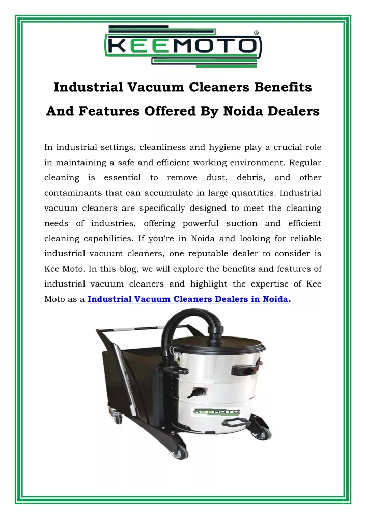 industrial vacuum cleaners benefits