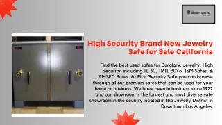 High Security Brand New Jewelry Safe for Sale California - First Security Safe