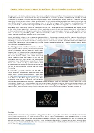 creating unique spaces in mount vernon texas