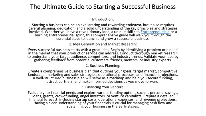 the ultimate guide to starting a successful