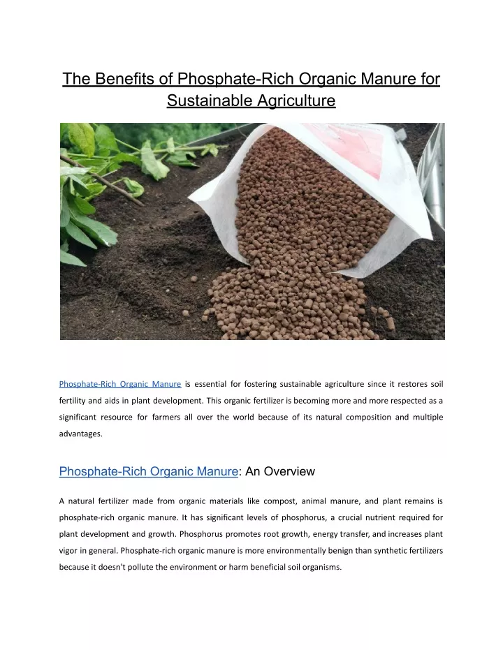 the benefits of phosphate rich organic manure