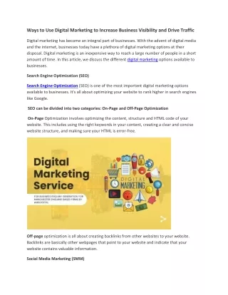 Ways to Use Digital Marketing to Increase Business Visibility and Drive Traffic