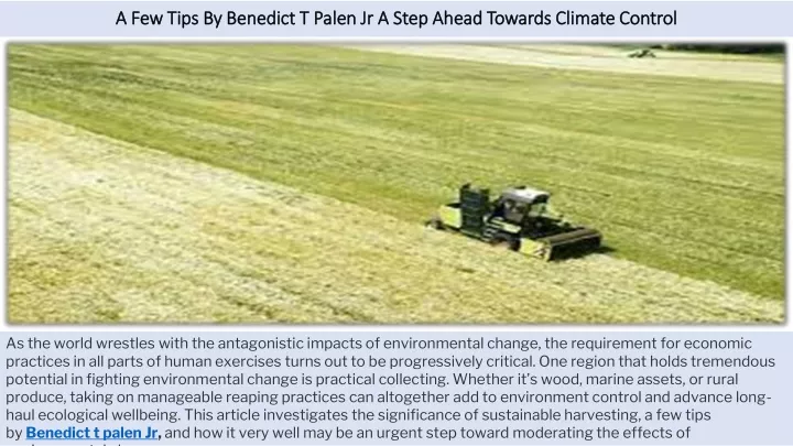 a few tips by benedict t palen jr a step ahead towards climate control