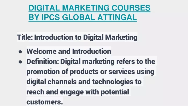 digital marketing courses by ipcs global attingal