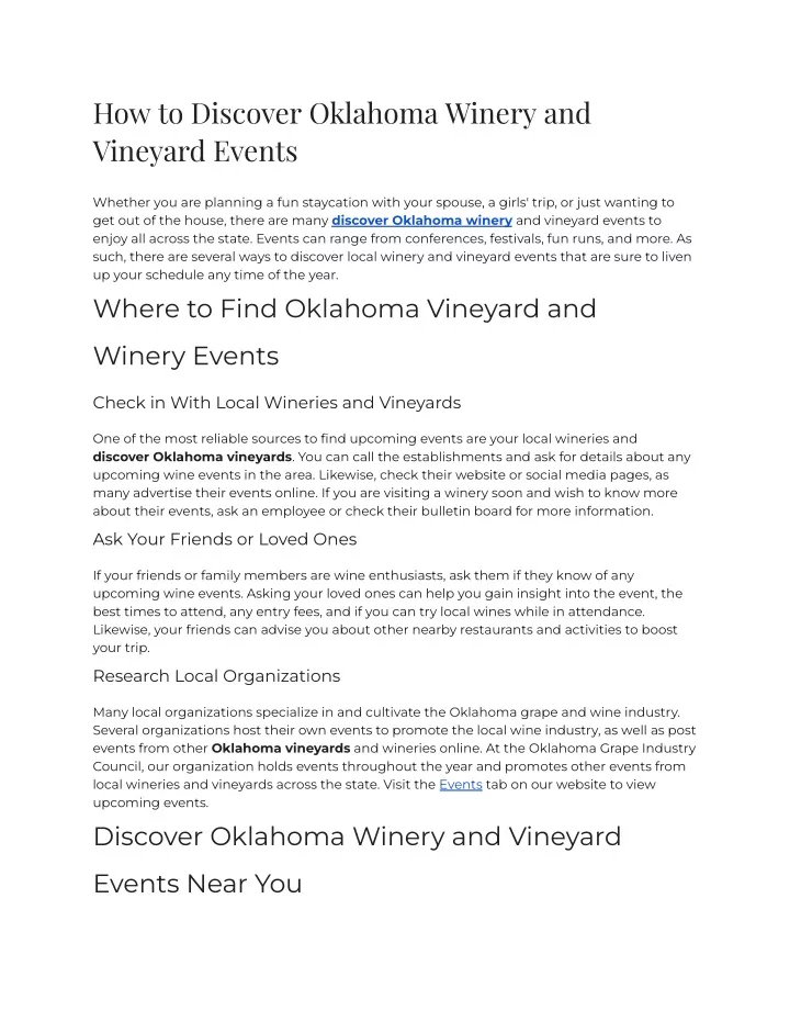 how to discover oklahoma winery and vineyard