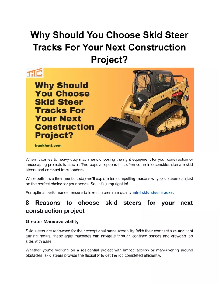 why should you choose skid steer tracks for your