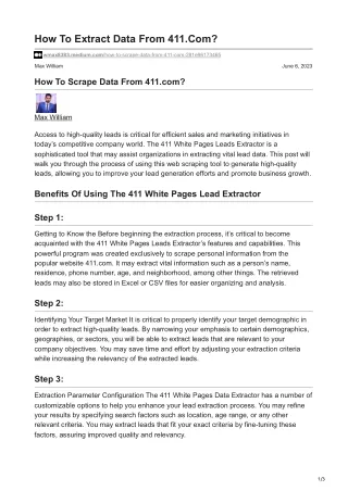 how to extract data from 411 com
