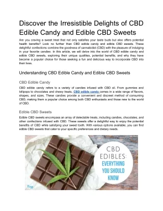 Discover the Irresistible Delights of CBD Edible Candy and Edible CBD Sweets