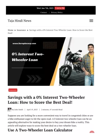 Savings with a 0% Interest Two-Wheeler Loan