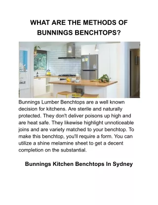 what are the methods of bunnings benchtops