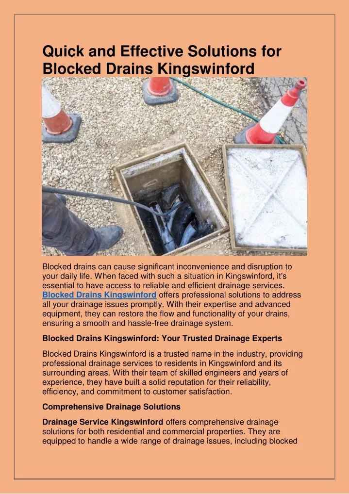 quick and effective solutions for blocked drains