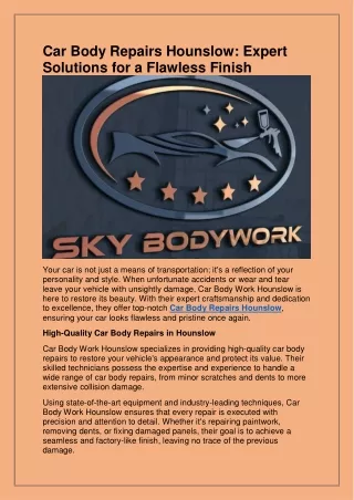car body repairs hounslow expert solutions