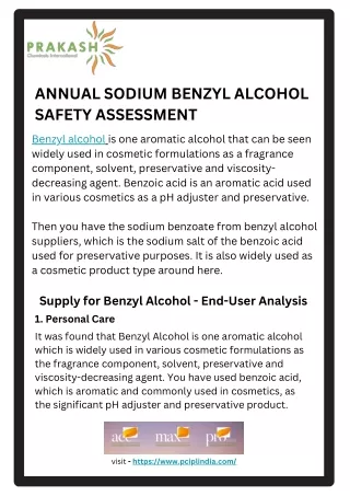 ANNUAL SODIUM BENZYL ALCOHOL SAFETY ASSESSMENT