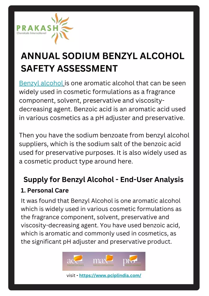 annual sodium benzyl alcohol safety assessment