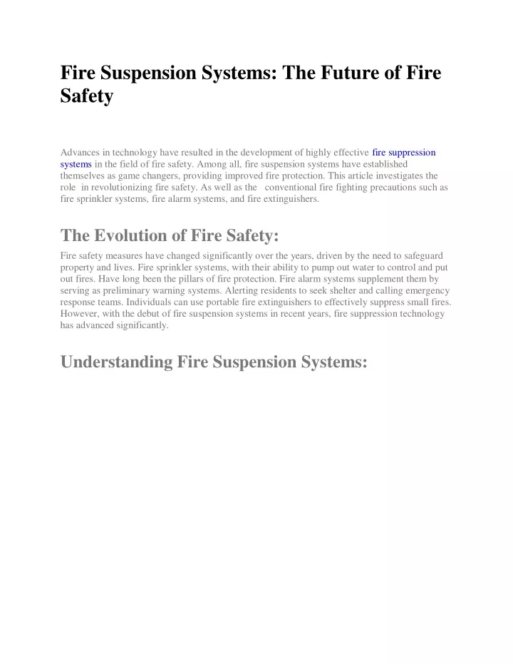 fire suspension systems the future of fire safety