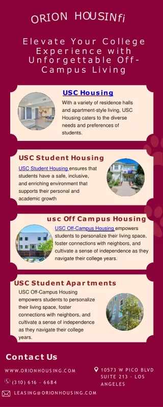 Choose Orion Housing for an extraordinary USC off-campus housing experience