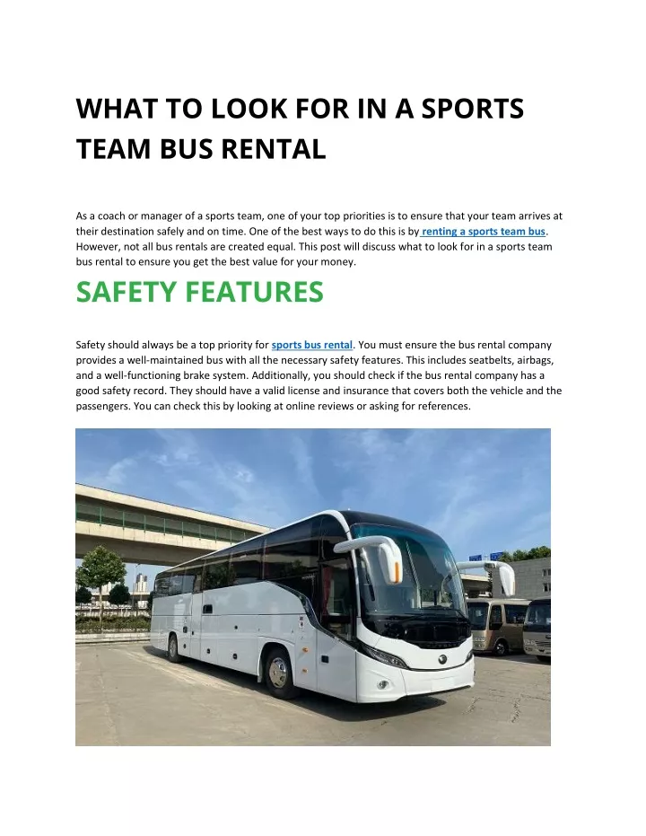what to look for in a sports team bus rental
