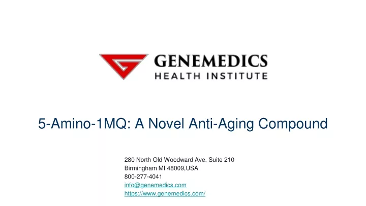 5 amino 1mq a novel anti aging compound