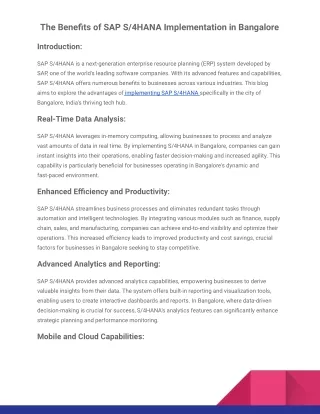 the benefits of sap s 4hana implementation