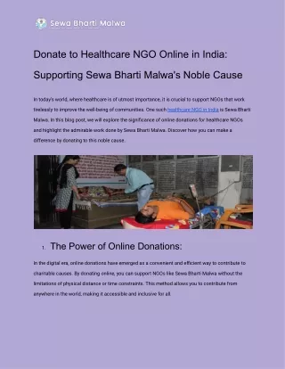 Donate to Healthcare NGO Online in India_ Supporting Sewa Bharti Malwa's Noble Cause