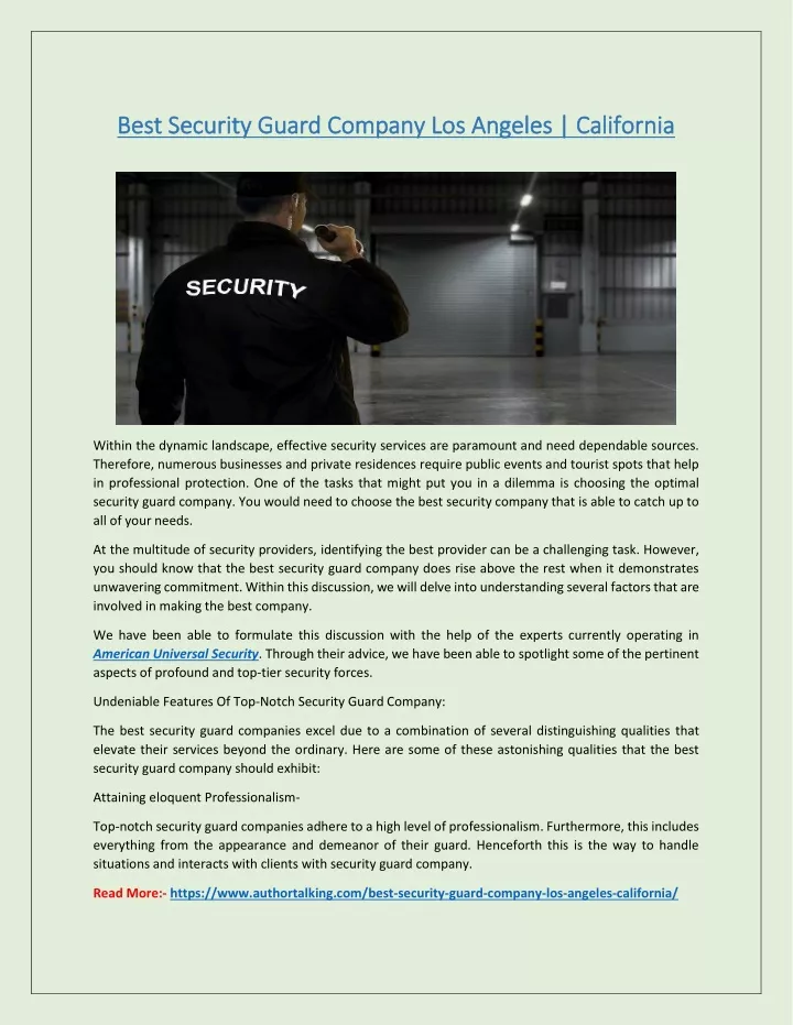 best security guard company los angeles