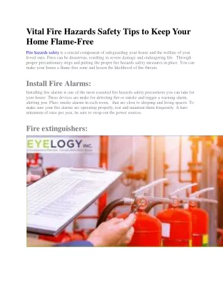 Vital Fire Hazards Safety Tips to Keep Your Home Flame