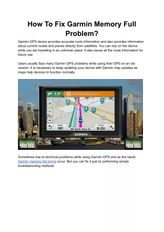 How To Fix Garmin Memory Full Problem