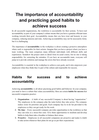 The importance of accountability and practicing good habits to achieve success