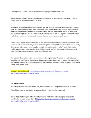 global specialty generics market size overview