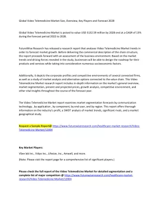 global video telemedicine market size overview